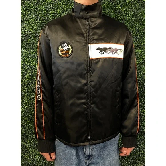 vtg 80s MUSTANG SHELBY RACING Jacket Large // black race car nascar le mans - Picture 1 of 6